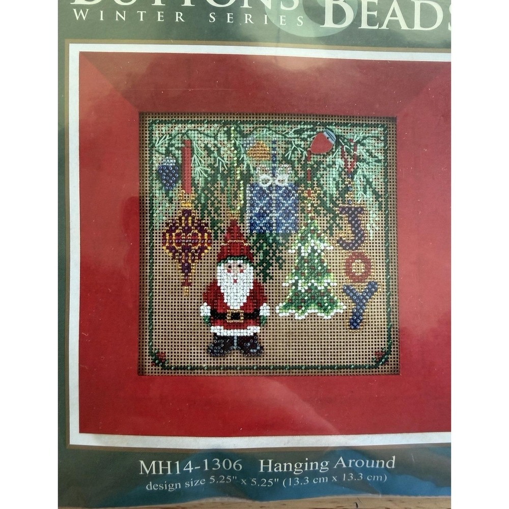 Mill Hill Buttons Beads Kit HANGING AROUND w Ceramic Button Santa Joy Christmas